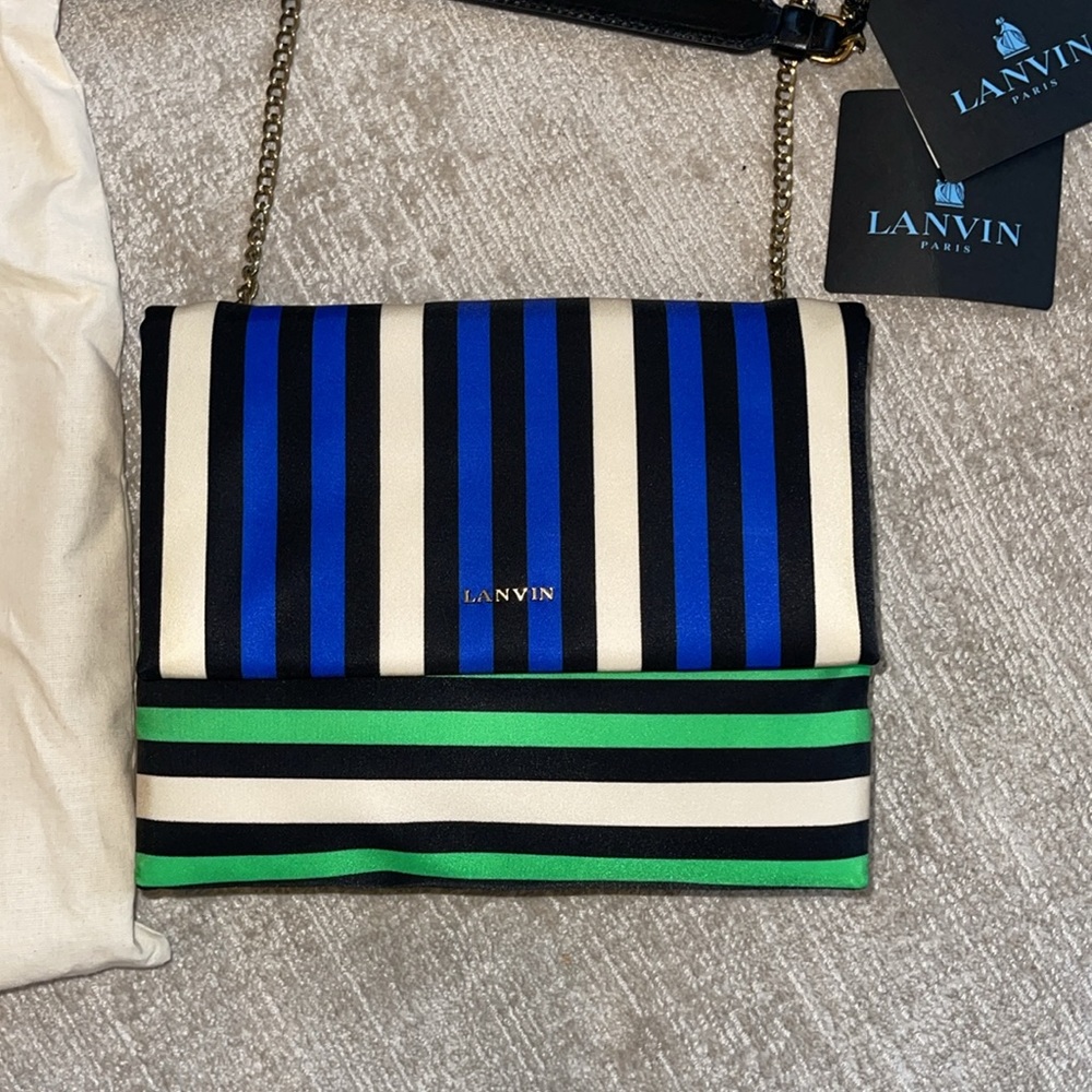 NWT Lanvin mini "Sugar" striped nylon shoulder bag - Picture 4 of 9